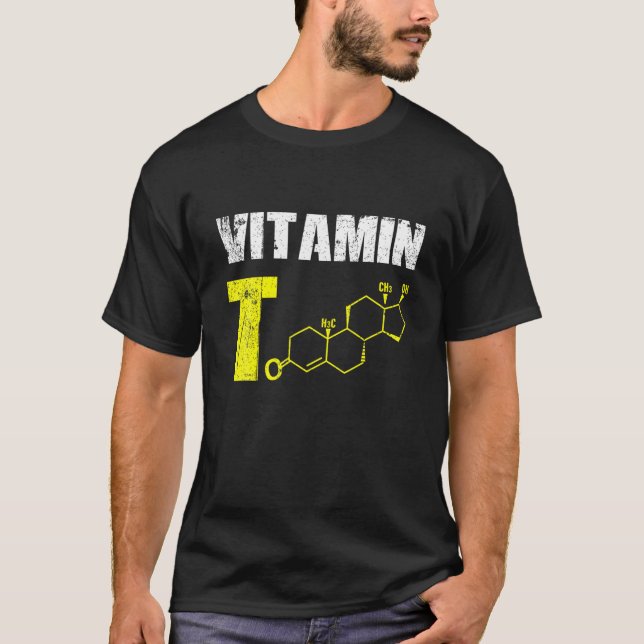 Camiseta Mens Vitamin T Testosteron Bodybuilding Gym Fitnes (Anverso)