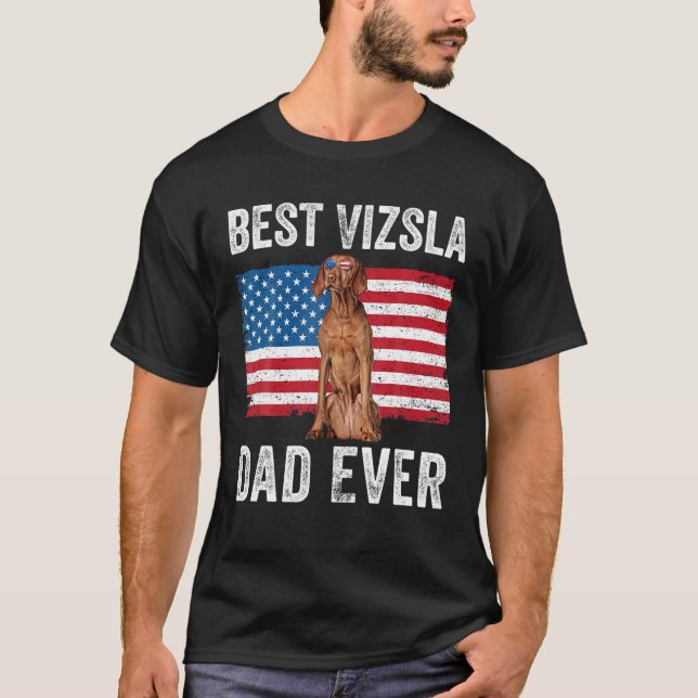 Camiseta Mens Vizsla Dad Bandera Americana Vizsla Dog Lover (Anverso)