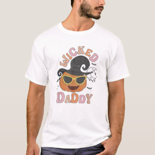 Camiseta Mens Wicked Daddy Retro Pumpkin Halloween Family M