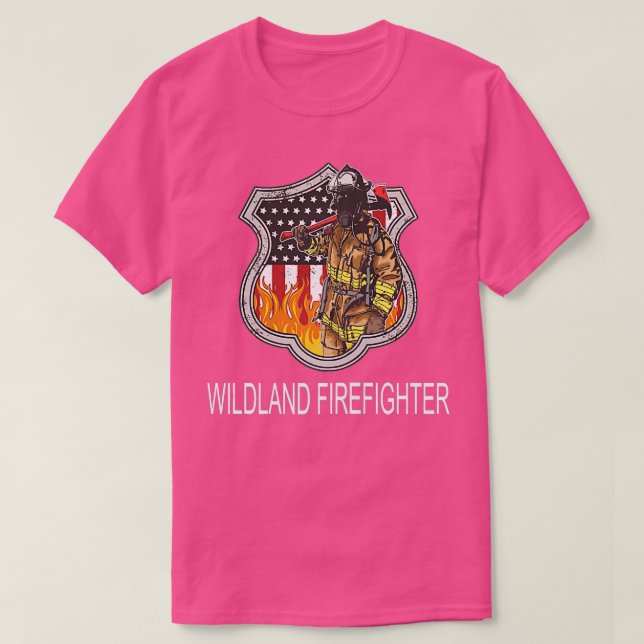 Camiseta Mens Wildland Firefighter Fire Rescue Red Line Wil (Diseño del anverso)