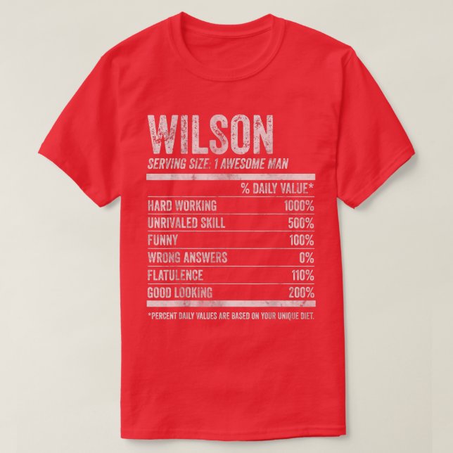 Camiseta Mens Wilson Nutrición Nombre Personalizado Nombre  (Diseño del anverso)