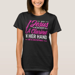 Camiseta Mens With Jesus In Her Heart _ A Clarinet In Hand 