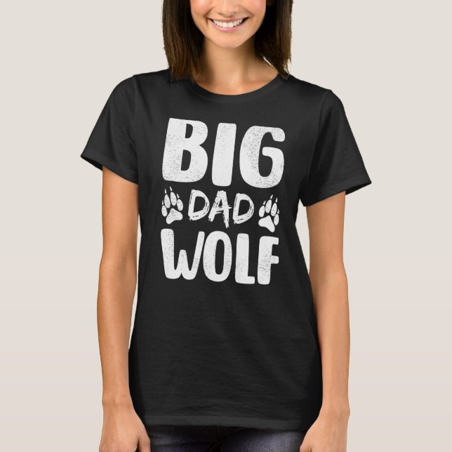 Camiseta Mens Wolf Dad Wolf Big Dad Wolf (Anverso)