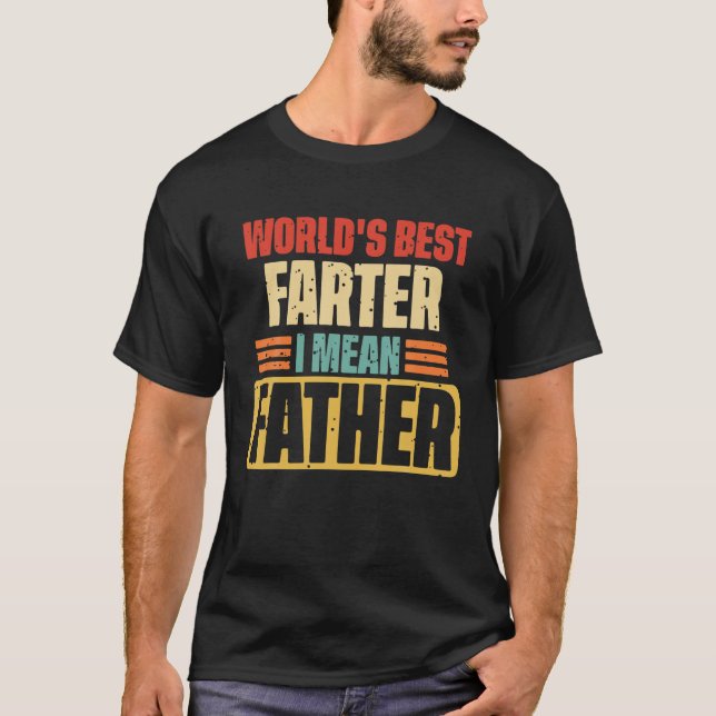 Camiseta Mens World's Best Farter, I Mean Father Retro Funn (Anverso)
