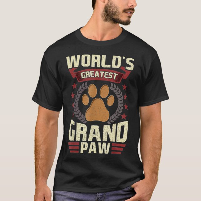 Camiseta Mens Worlds Greatest Grandpa Shirt Grand Paw Dog L (Anverso)