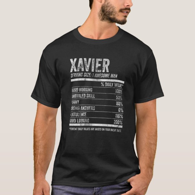 Camiseta Mens Xavier Nutrición Nombre Personalizado Nombre  (Anverso)