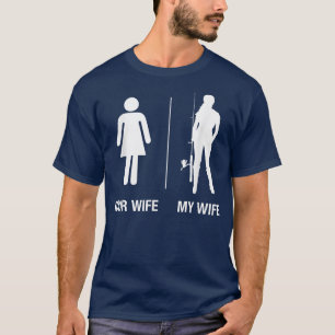 Camiseta Mens Your Wife Mi Esposa Pescando , Funny Husband 