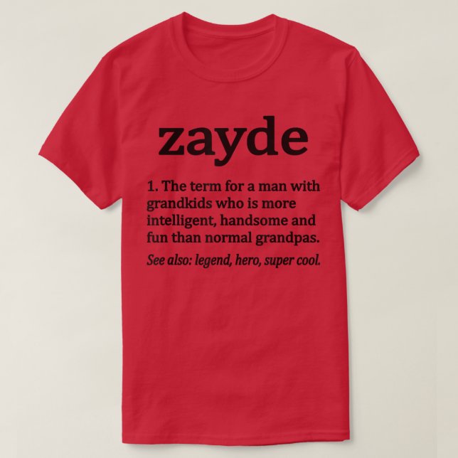 Camiseta Mens Zayde Definition Funny Zayde Abuelo  (Diseño del anverso)