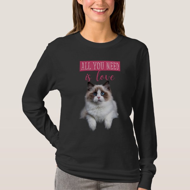 Camiseta Mensaje de amor de gatito oculto y lindo (Anverso)