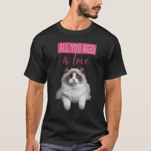 Camiseta Mensaje de amor de gatito oculto y lindo
