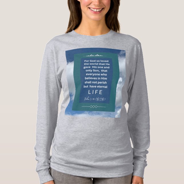 Camiseta Mensaje de amor - John 3-16 - Long Sleeve Lt Gray (Anverso)