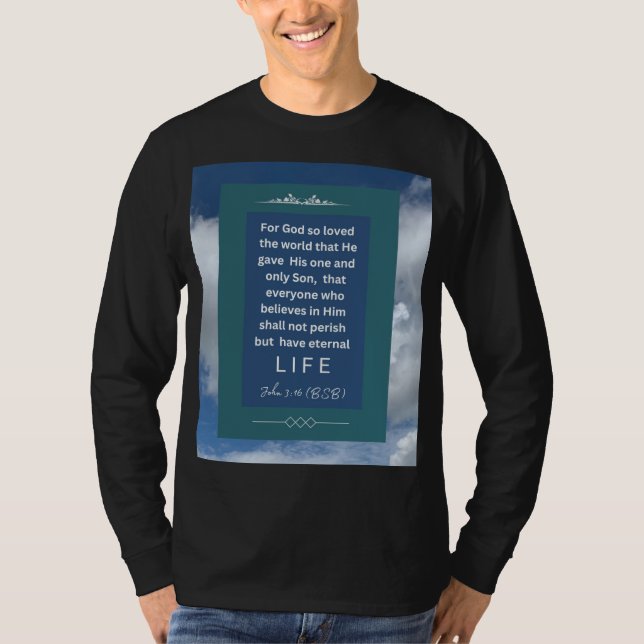 Camiseta Mensaje de amor - John 3-16 - Negro de manga larga (Anverso)