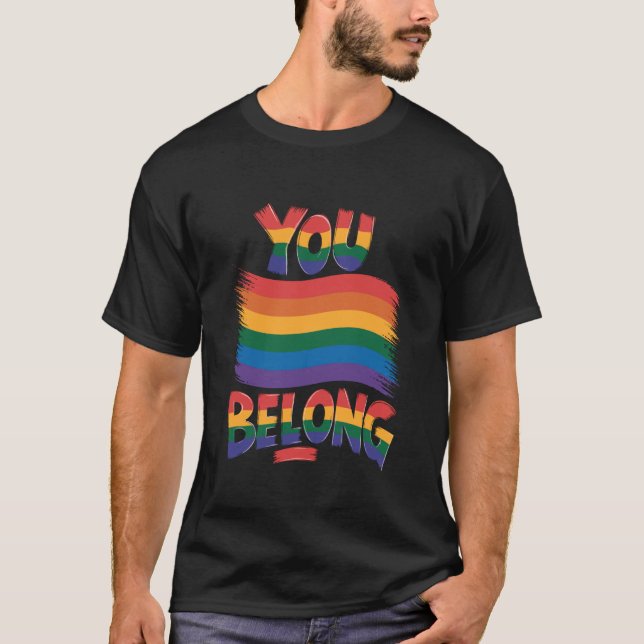 Camiseta Mensaje de Arcoíris de Pertenencia Diseño de Inclu (Anverso)