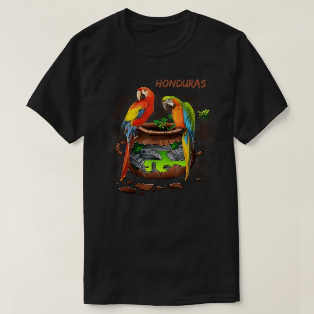 Camiseta Mensaje de loros habla Honduras Copan Loros (Diseño del anverso)
