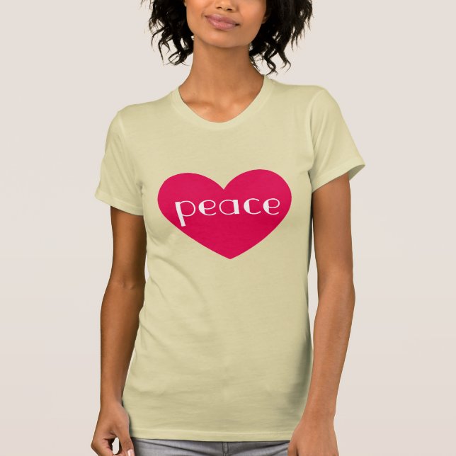 Camiseta Mensaje de paz del corazón rosado caliente (Anverso)