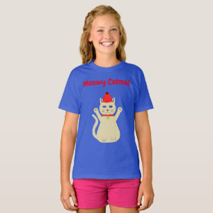 Camiseta Mensaje de Personalizado de gato de Navidades cura