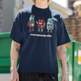 Camiseta Mensaje de Personalizado de robots retro lindo Sci
