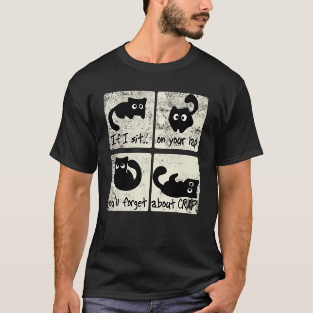 Camiseta Mensaje edificante para dueños de gatos Si me sien (Anverso)