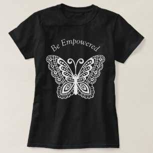 Camiseta Mensaje Inspirador de mariposa florida blanca