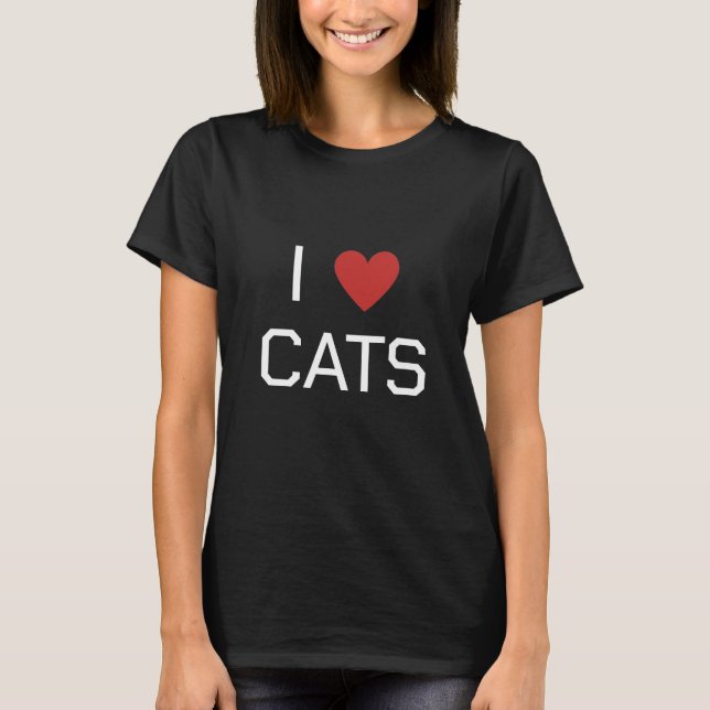 Camiseta Mensaje simple "I Heart Cats" (Anverso)