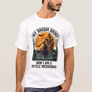 Camiseta Mensajero De Bicicleta De Halloween Bruja Divertid