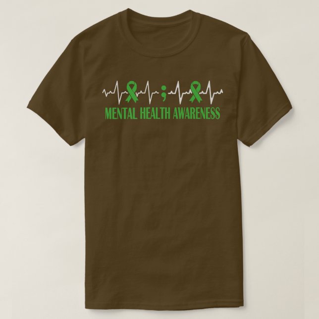 Camiseta Mental Health Awareness Month Green Ribbon Pulse H (Diseño del anverso)