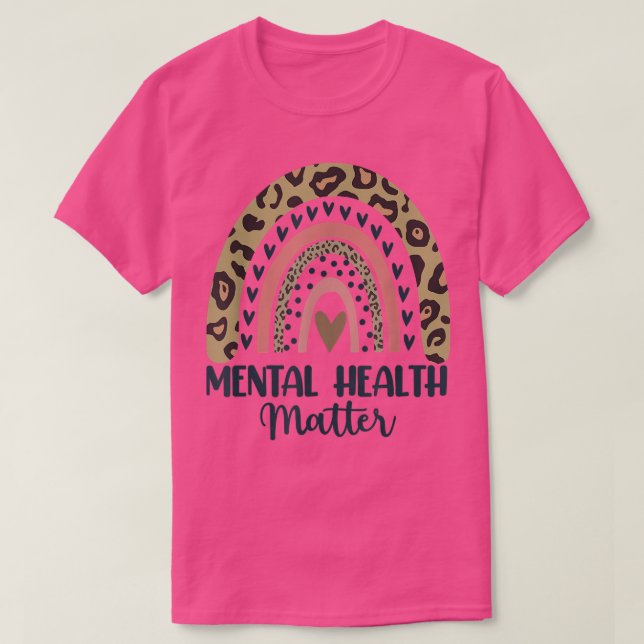 Camiseta Mental Health Matters Leopard Print Boho Rainbow A (Diseño del anverso)