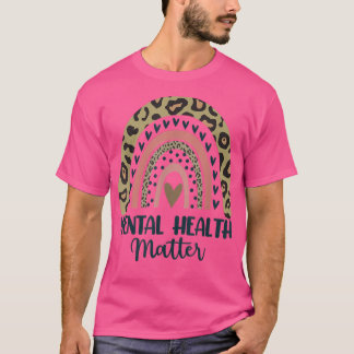 Camiseta Mental Health Matters Leopard Print Boho Rainbow A