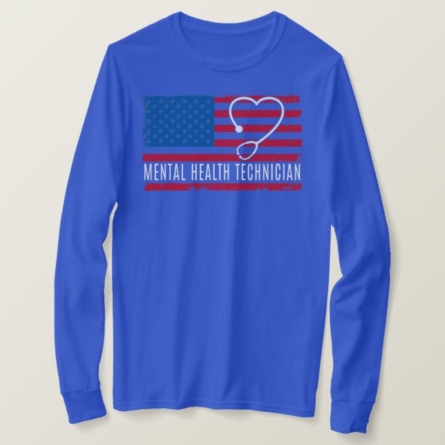 Camiseta Mental Health Technician USA Flag Nurse Doctor (Anverso del diseño)