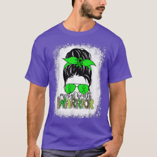 Camiseta Mental Health Warrior Messy Bun Mental Health Awar