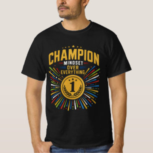Camiseta Mentalidad de Campeón Sobre Todo Tipografía de Med