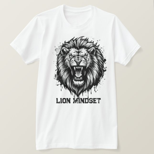 Camiseta Mentalidad de León Gráfica de León Poderosa Animal (Anverso del diseño)
