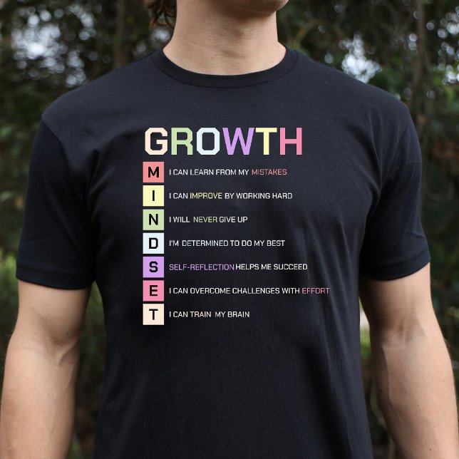 Camiseta Mentalidad del crecimiento negro (muscular growth.)