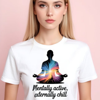 Camiseta Mentally Active Externally Chill Quote Tee