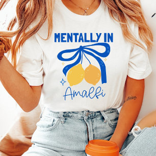 Camiseta Mentalmente en Amalfi Italia Limón Coqueta Azul