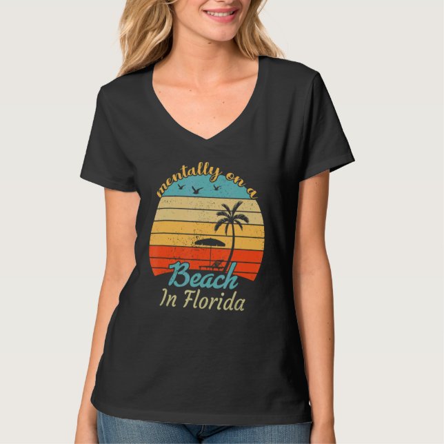 Camiseta Mentalmente En Una Playa De Florida (Anverso)