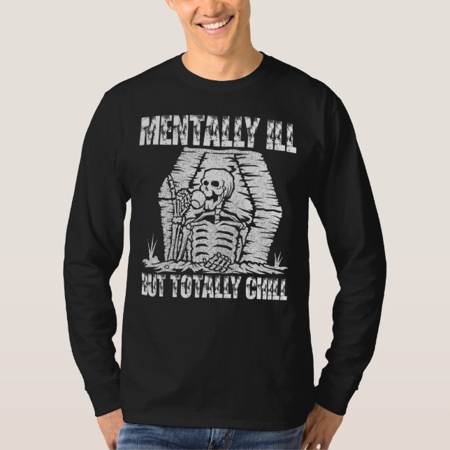 Camiseta Mentalmente Enfermo Pero Totalmente Chill Hallowee (Anverso)