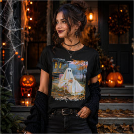Camiseta Mentalmente estoy aquí, divertido fantasma de otoñ