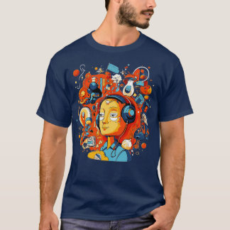 Camiseta Mente digital Un Ilustracion vibrante y lúdico de
