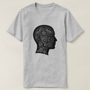 Camiseta Mente mecánica - Ilustracion de la cabeza del moto
