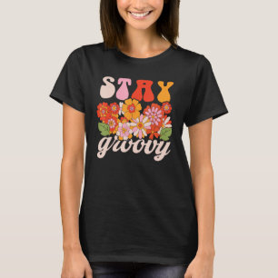 Camiseta Mente positiva retro Stay Groovy Wildflower Hippie
