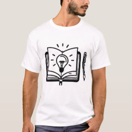 Camiseta Mentes creativas: libro, lámpara, lápiz de diseño