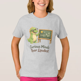 Camiseta Mentes curiosas rugen más fuerte: dinosaurio intel