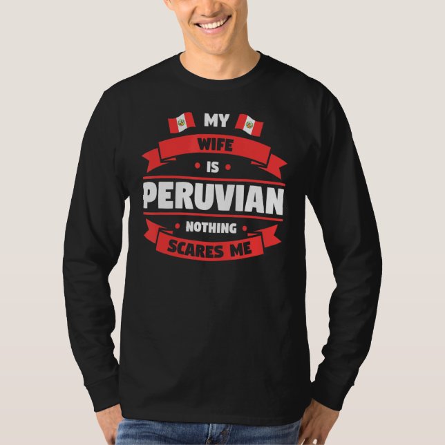Camiseta Mentes mi esposa es peruana, nada me asusta Perú P (Anverso)
