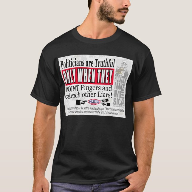 Camiseta Mentira de los políticos - ropa oscura (Anverso)