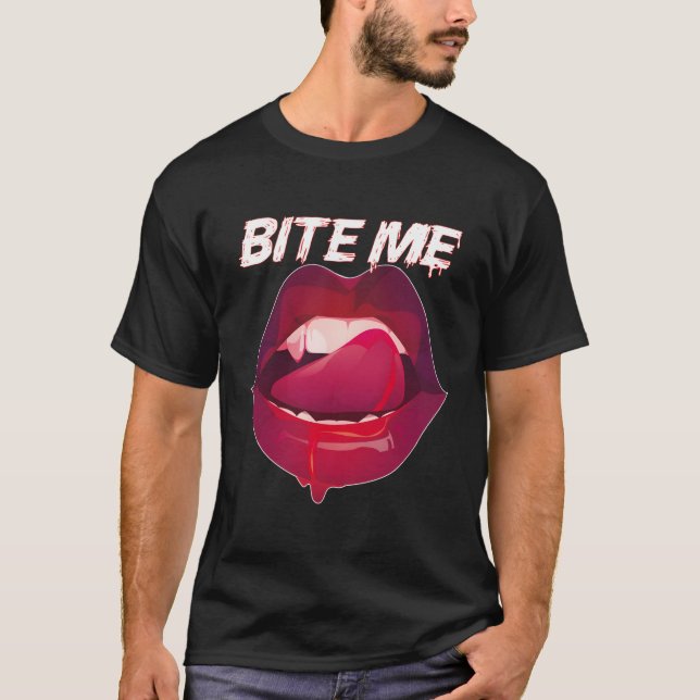 Camiseta Mentira Los Dientes Vampiros Con Rosa (Anverso)