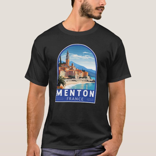Camiseta Menton France Travel Art Vintage (Anverso)