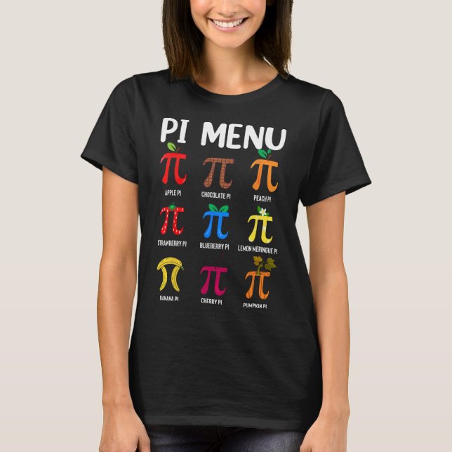 Camiseta Menú Pi 3.14 Símbolo Pi - Math Teacher Happy Pi Da (Anverso)