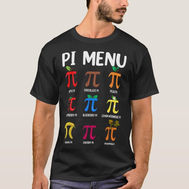 Camiseta Menú Pi 3.14 Símbolo Pi - Math Teacher Happy Pi Da (Anverso)