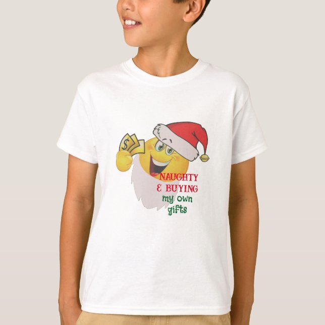 Camiseta Menudo Comprando mi regalo - Santa Emoji Tee! (Anverso)